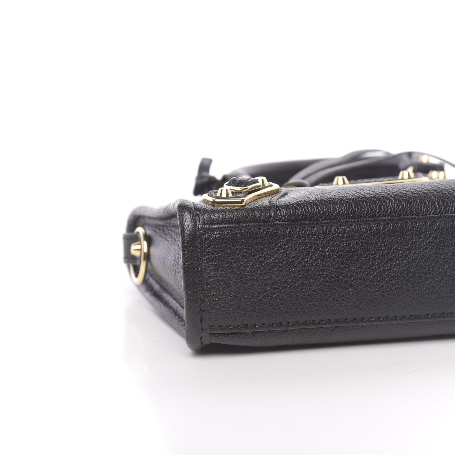 Balenciaga Chevre Gold Metallic Edge Hardware Nano City Black 8 of 10