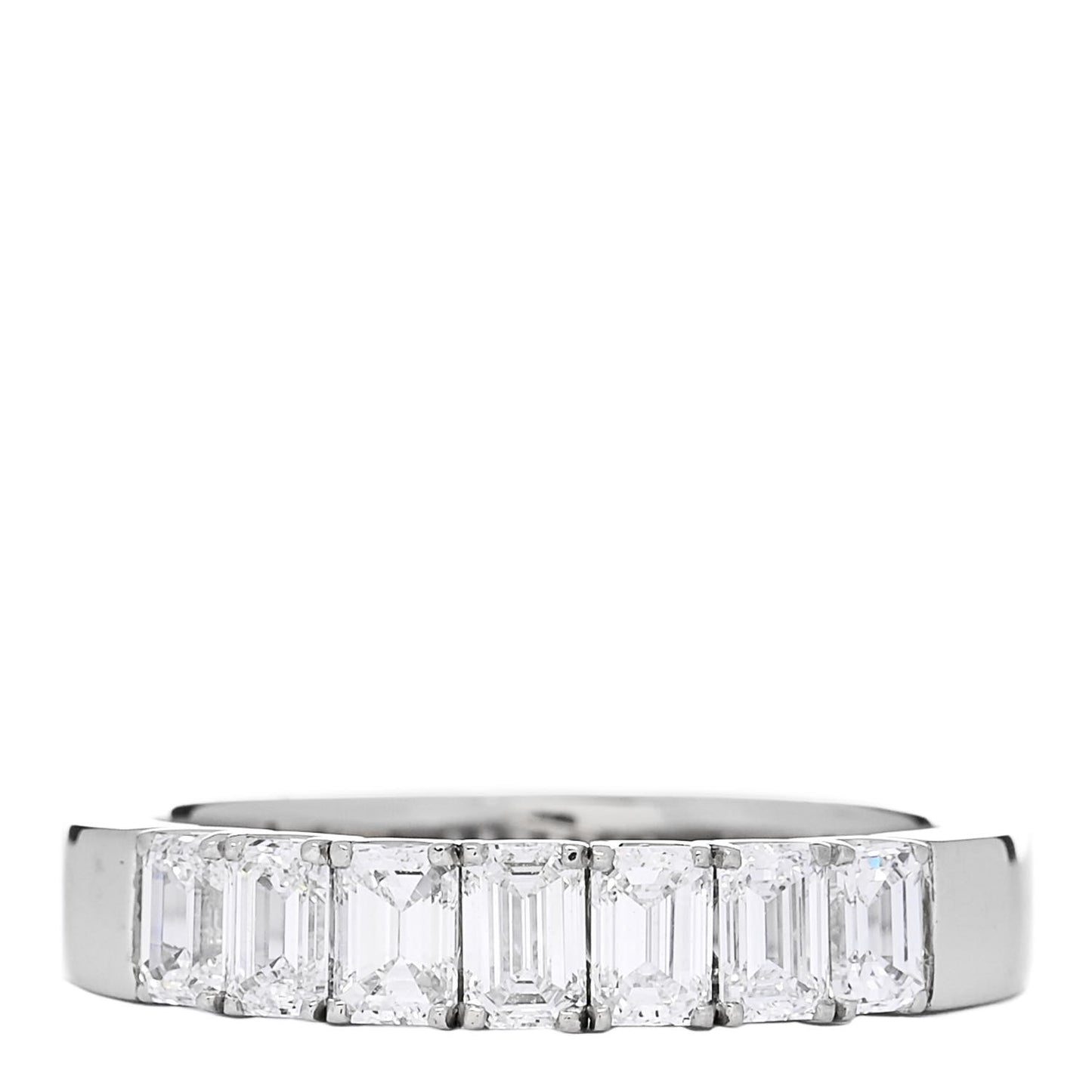 Platinum Diamond 2.20ctw Emerald Cut Half Eternity Band Ring  66 11.5