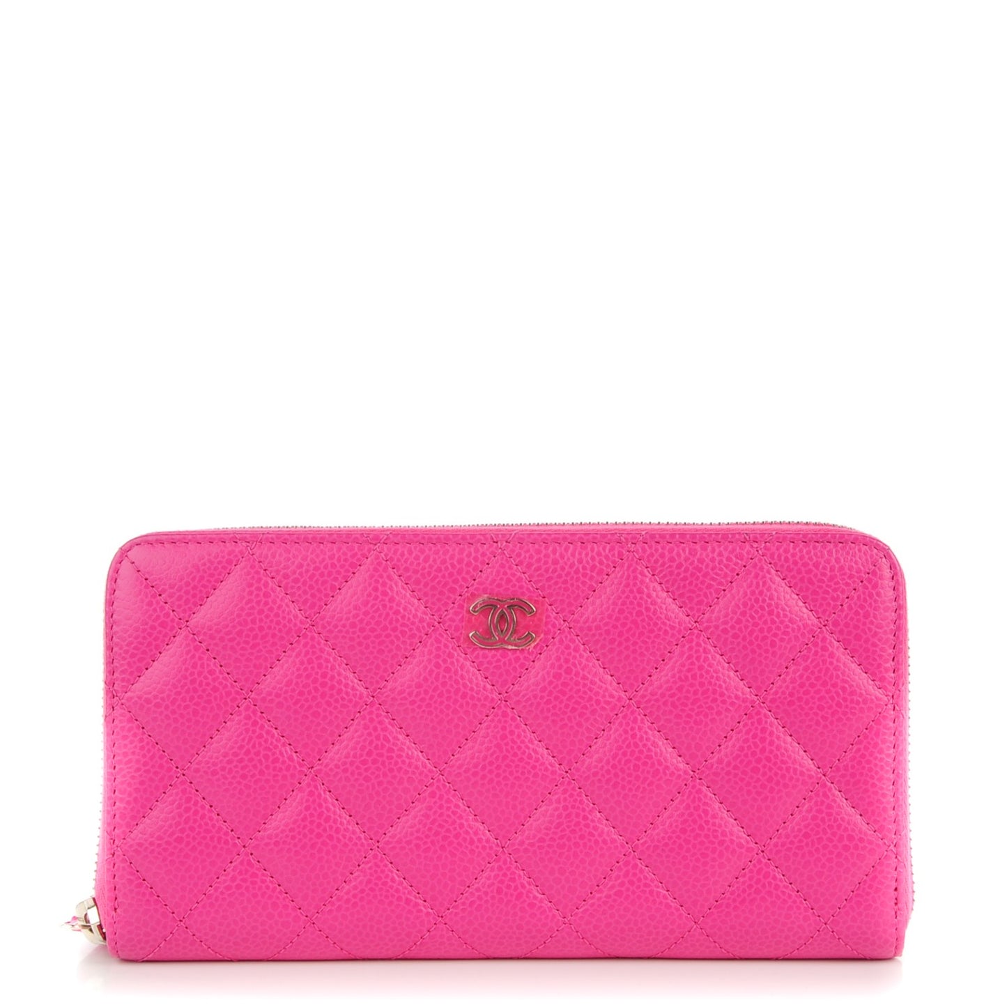 Caviar Quilted Large Gusset Zip Around Wallet Pink