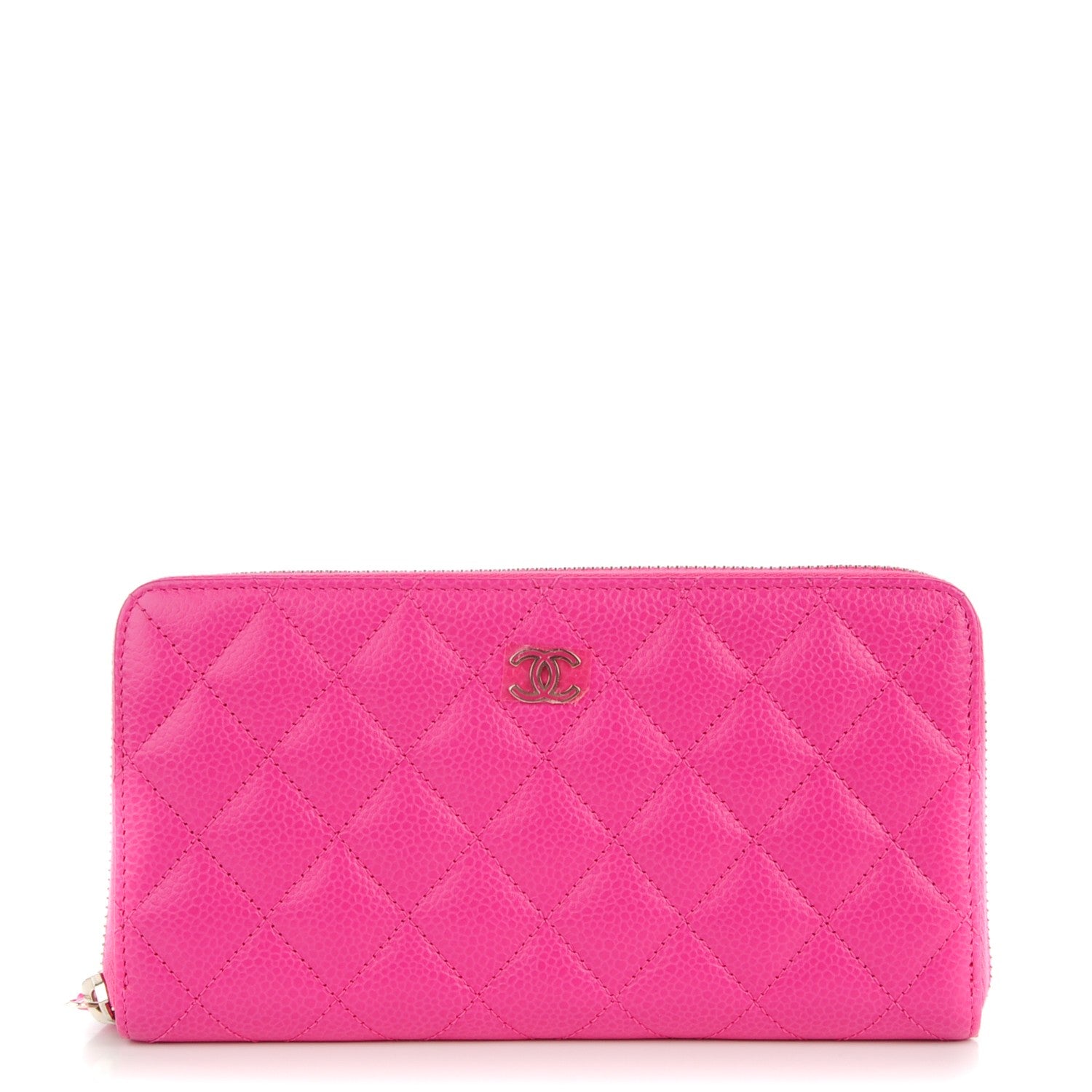 Chanel Caviar Quilted Large Gusset Zip Around Wallet Pink 1 of 8