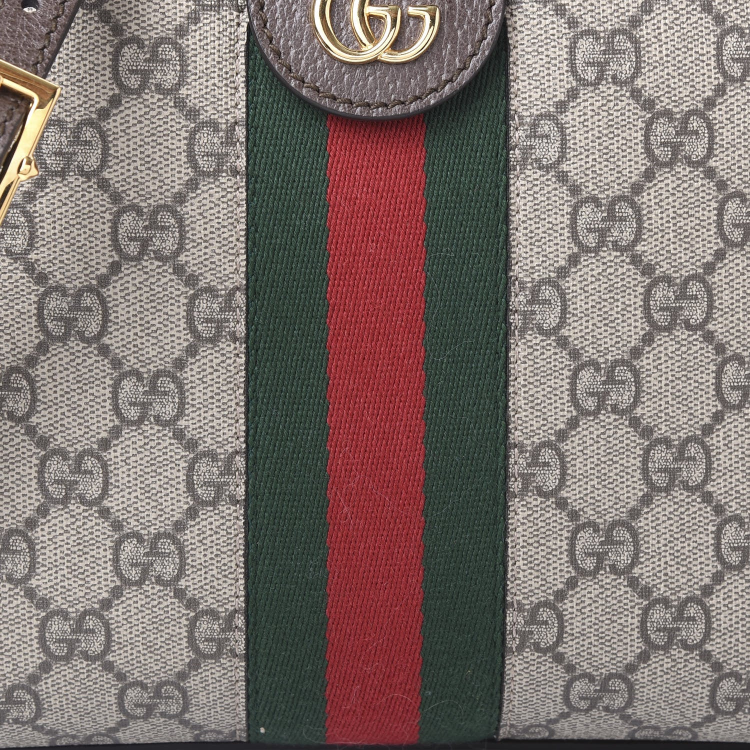 Gucci GG Supreme Monogram Textured Dollar Calfskin Web Small Ophidia Dome Shoulder Bag Beige Ebony New Acero 10 of 11