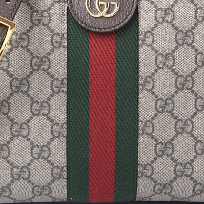 Gucci GG Supreme Monogram Textured Dollar Calfskin Web Small Ophidia Dome Shoulder Bag Beige Ebony New Acero 10 of 11