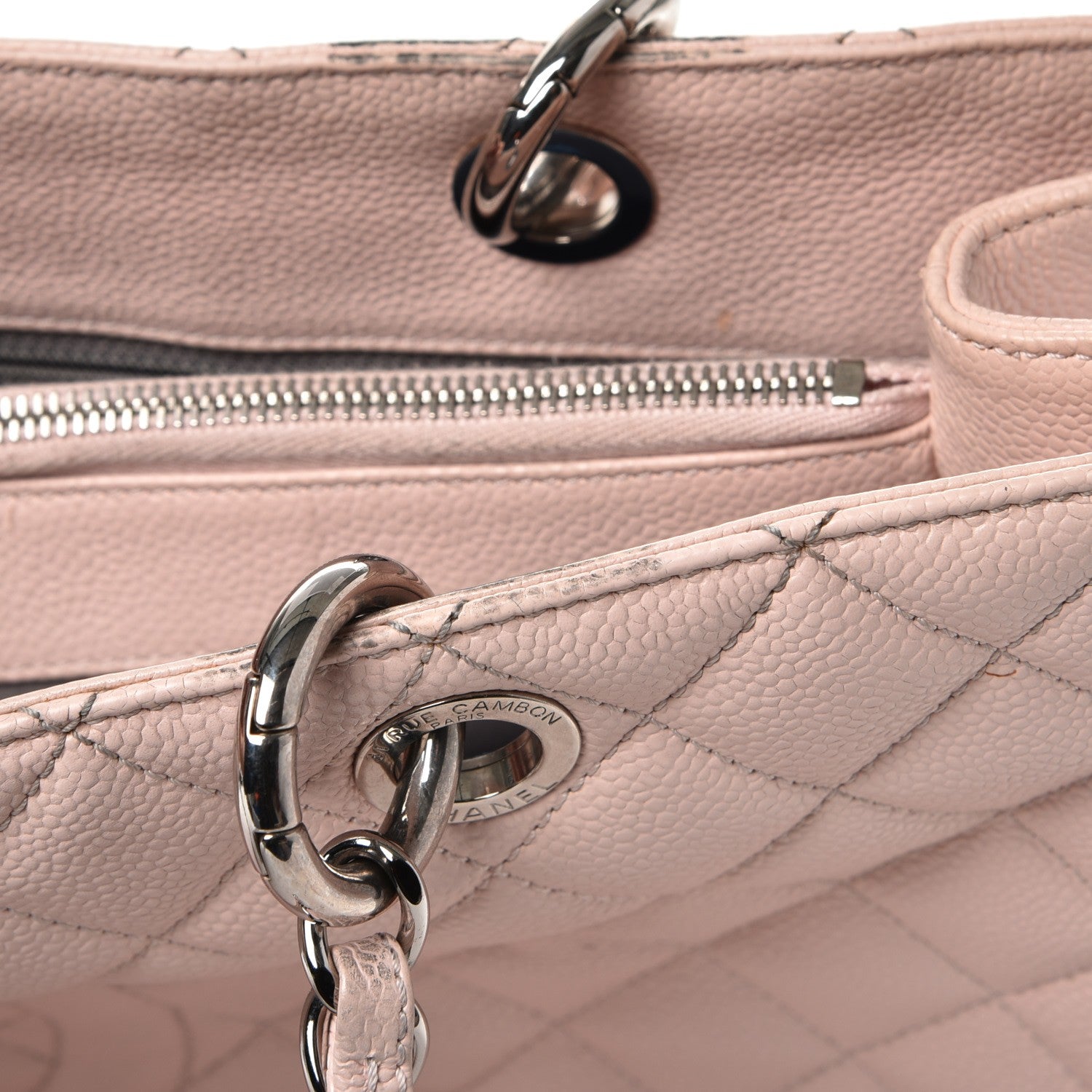 Chanel Caviar Quilted Grand Shopping Tote GST Light Pink 9 of 16