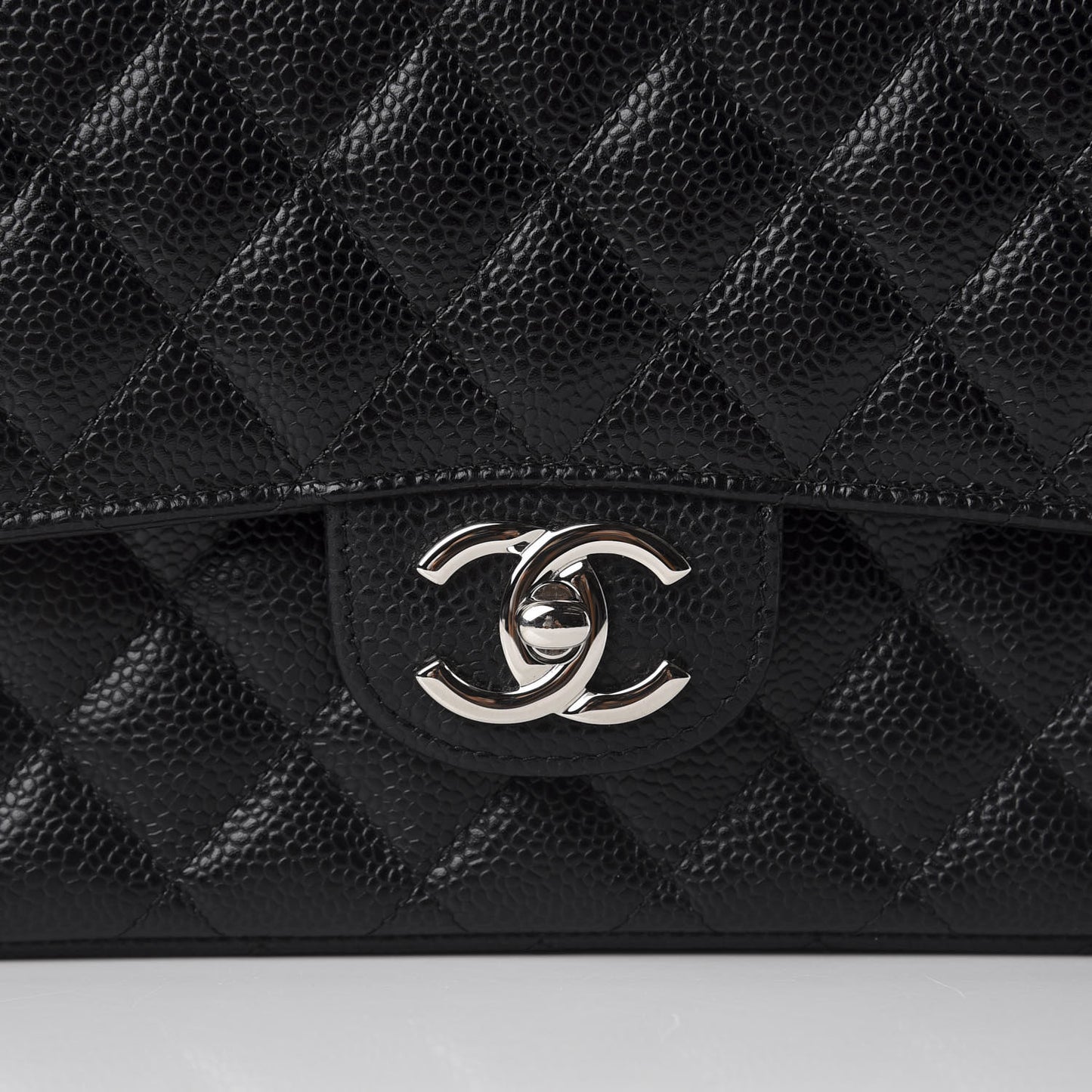 Caviar Quilted Medium Double Flap Black
