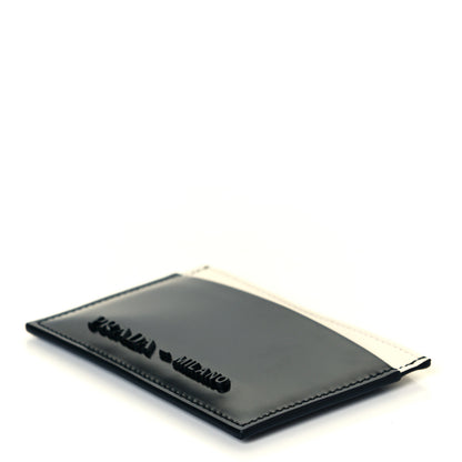 Prada Spazzolato City Calfskin Card Case Black White 4 of 7
