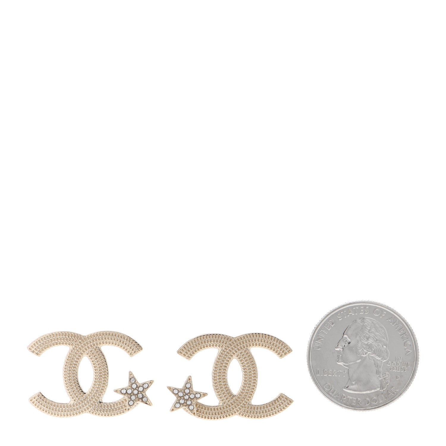 Chanel Metal Crystal CC Star Earrings Gold 2 of 5