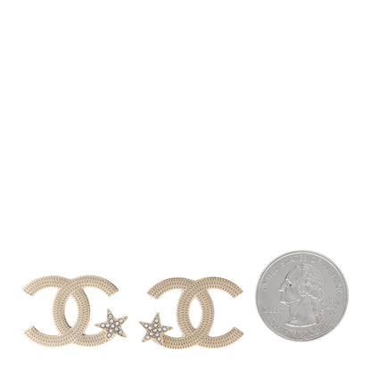 Chanel Metal Crystal CC Star Earrings Gold 2 of 5