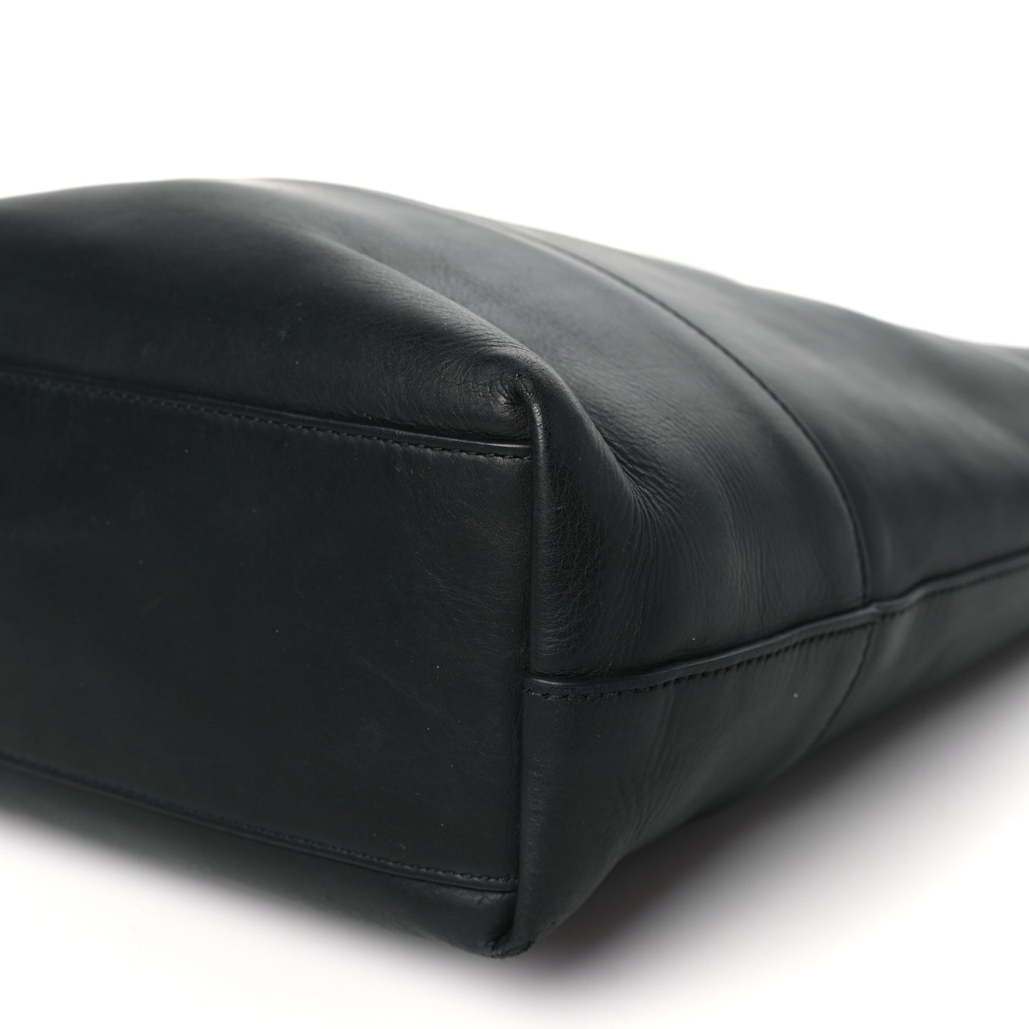 Smooth Matte Calfskin Bucket Bag Black
