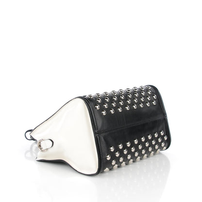 Alexander McQueen Calfskin Studded Small Padlock Tote Black White 4 of 8