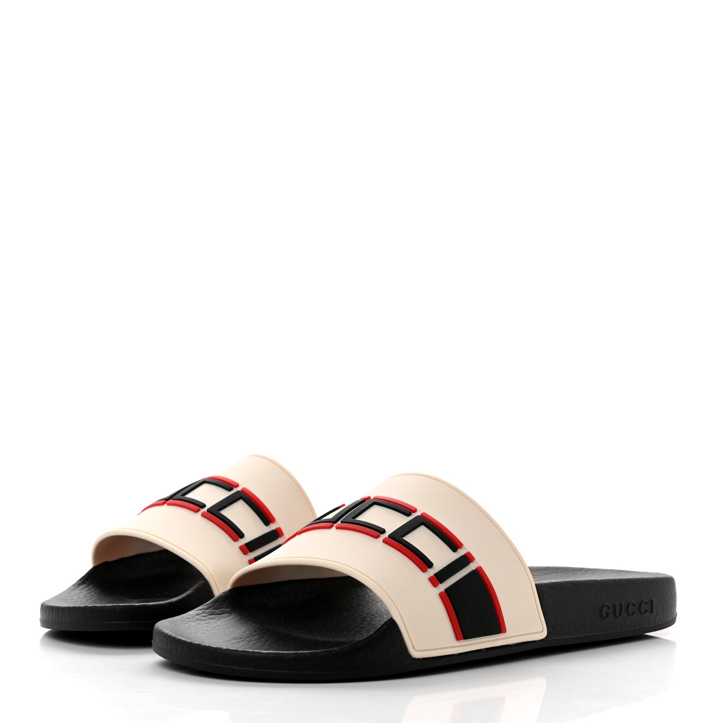 Rubber Stripe Womens Pool Slide Sandals 40 Ecru Poppy Black