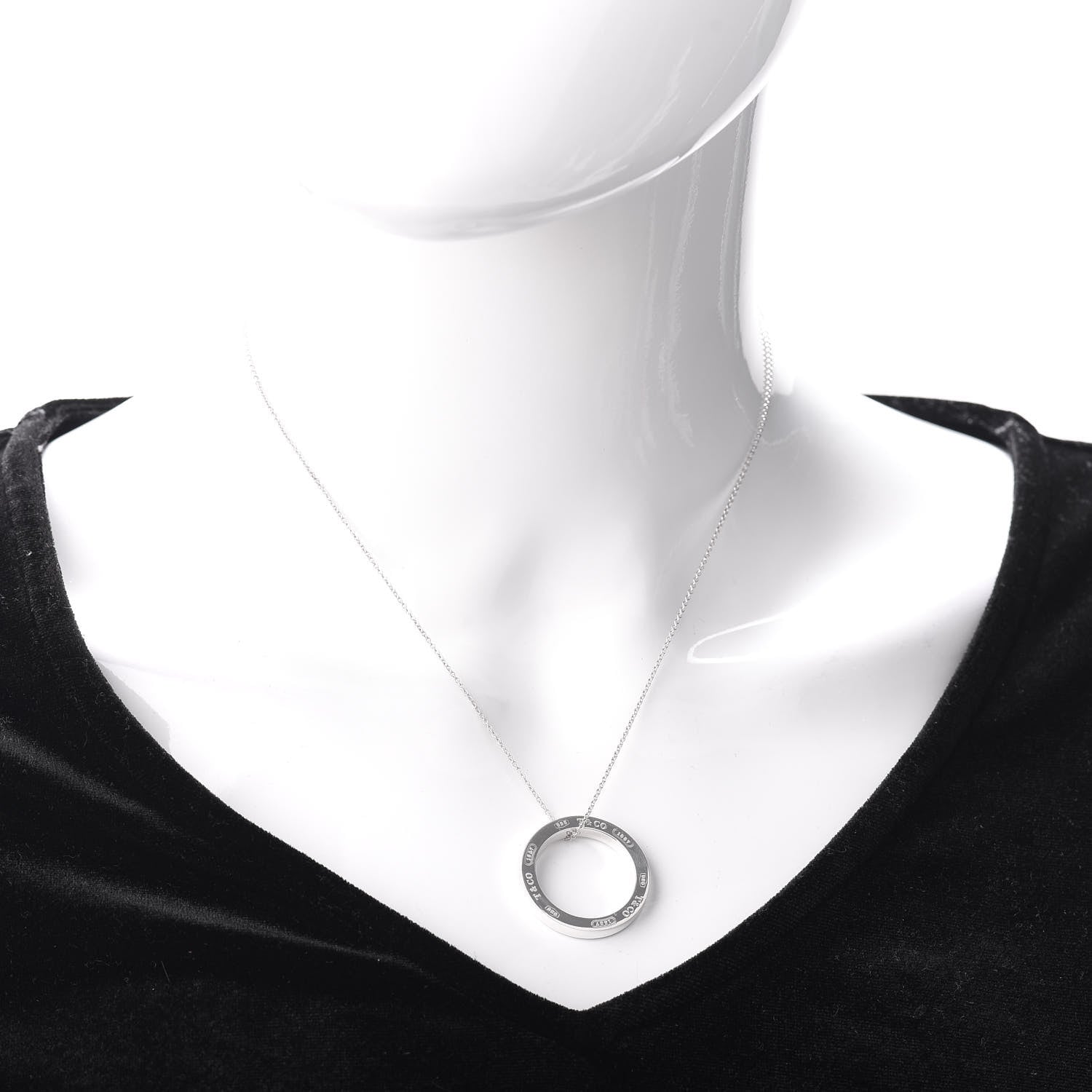 Tiffany Sterling Silver 1837 Circle Pendant Necklace 2 of 4