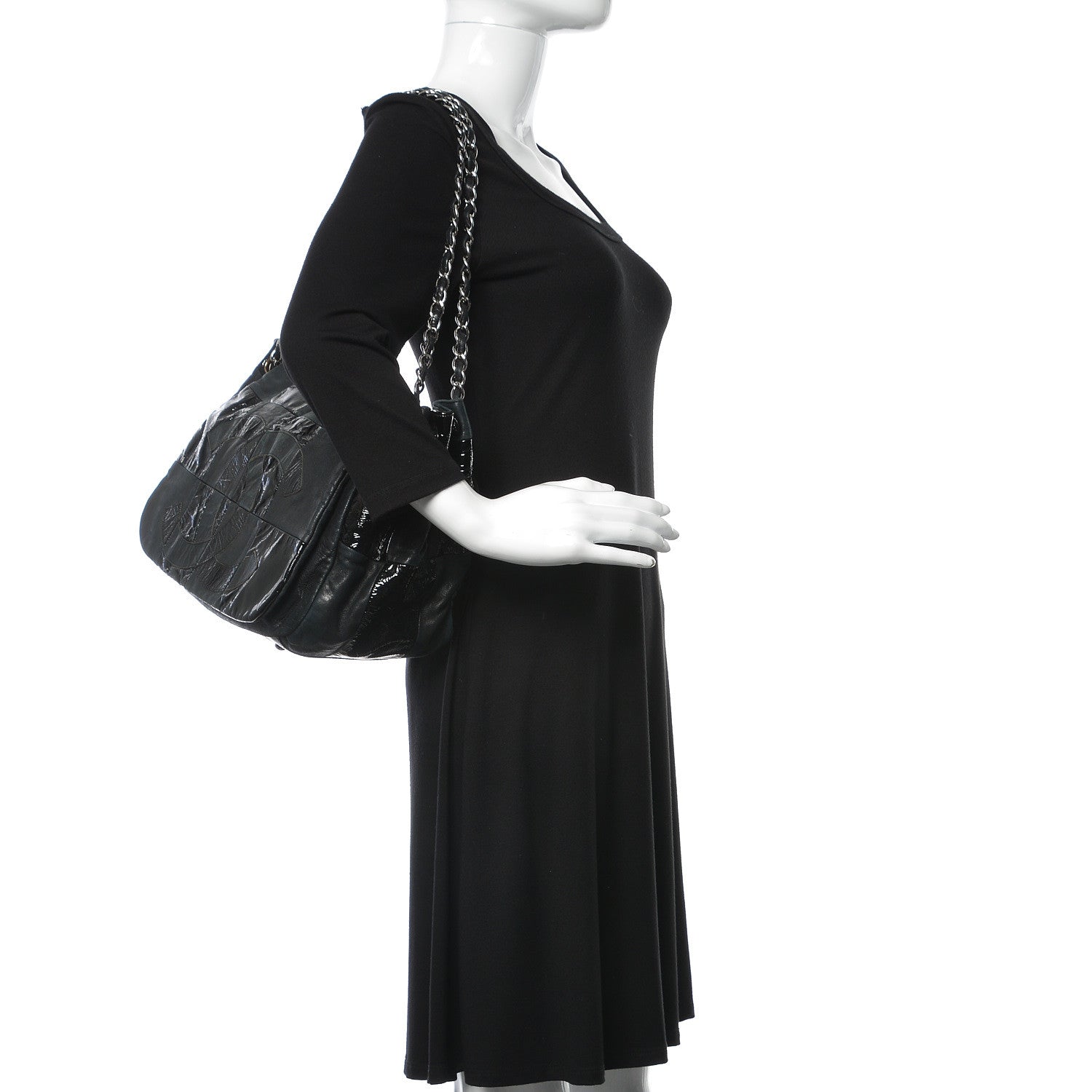 Chanel Lambskin Patent Calfskin Brooklyn Patchwork Flap Black 2 of 10