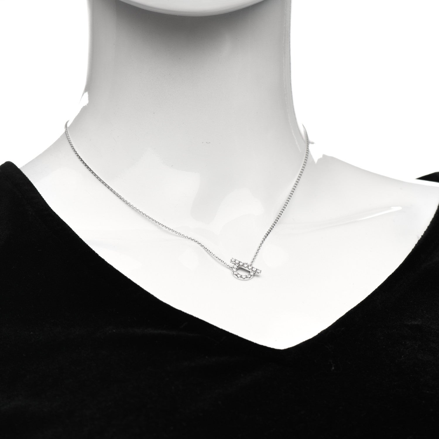 Hermes 18K White Gold Diamond Finesse Pendant Necklace 2 of 5