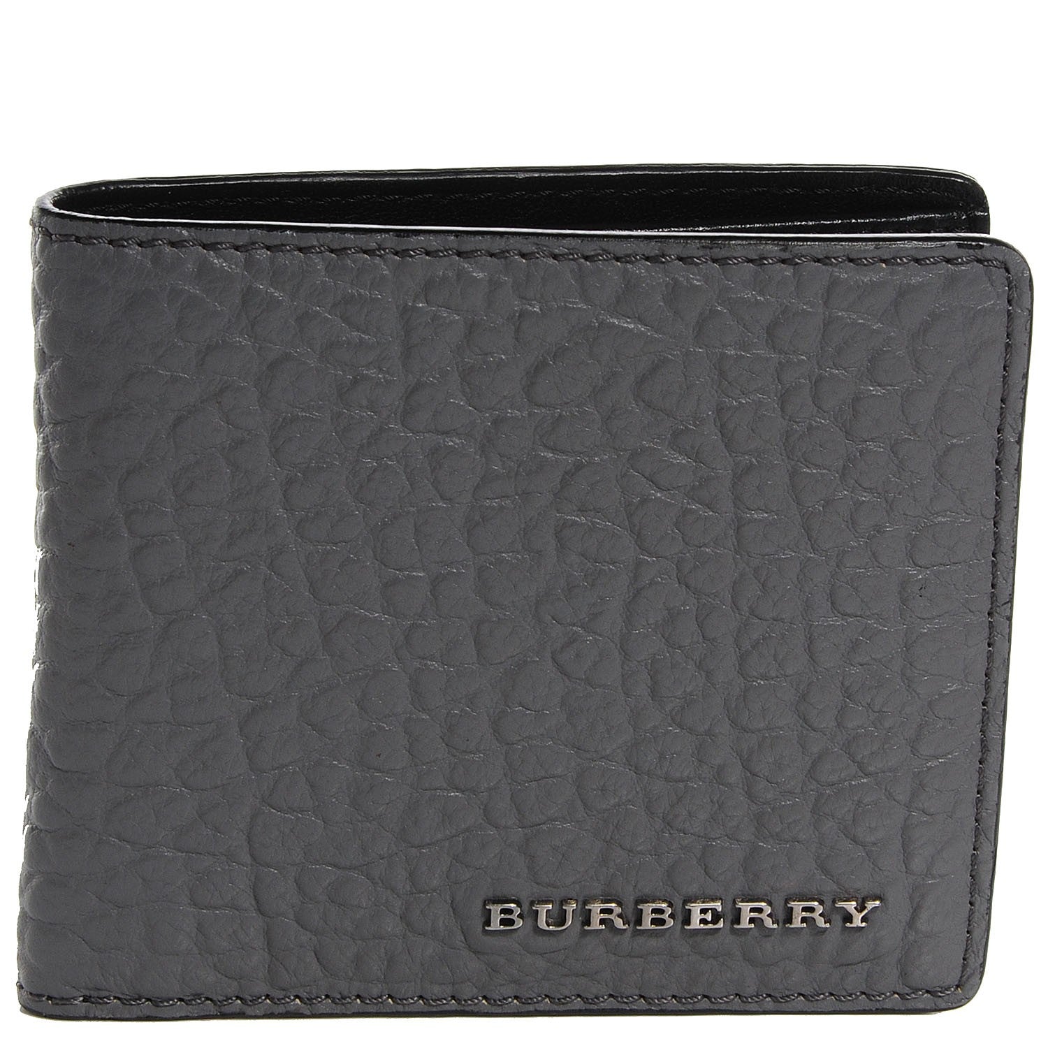 Burberry Signature Grain Leather Folding Wallet Stone Grey 1 of 8