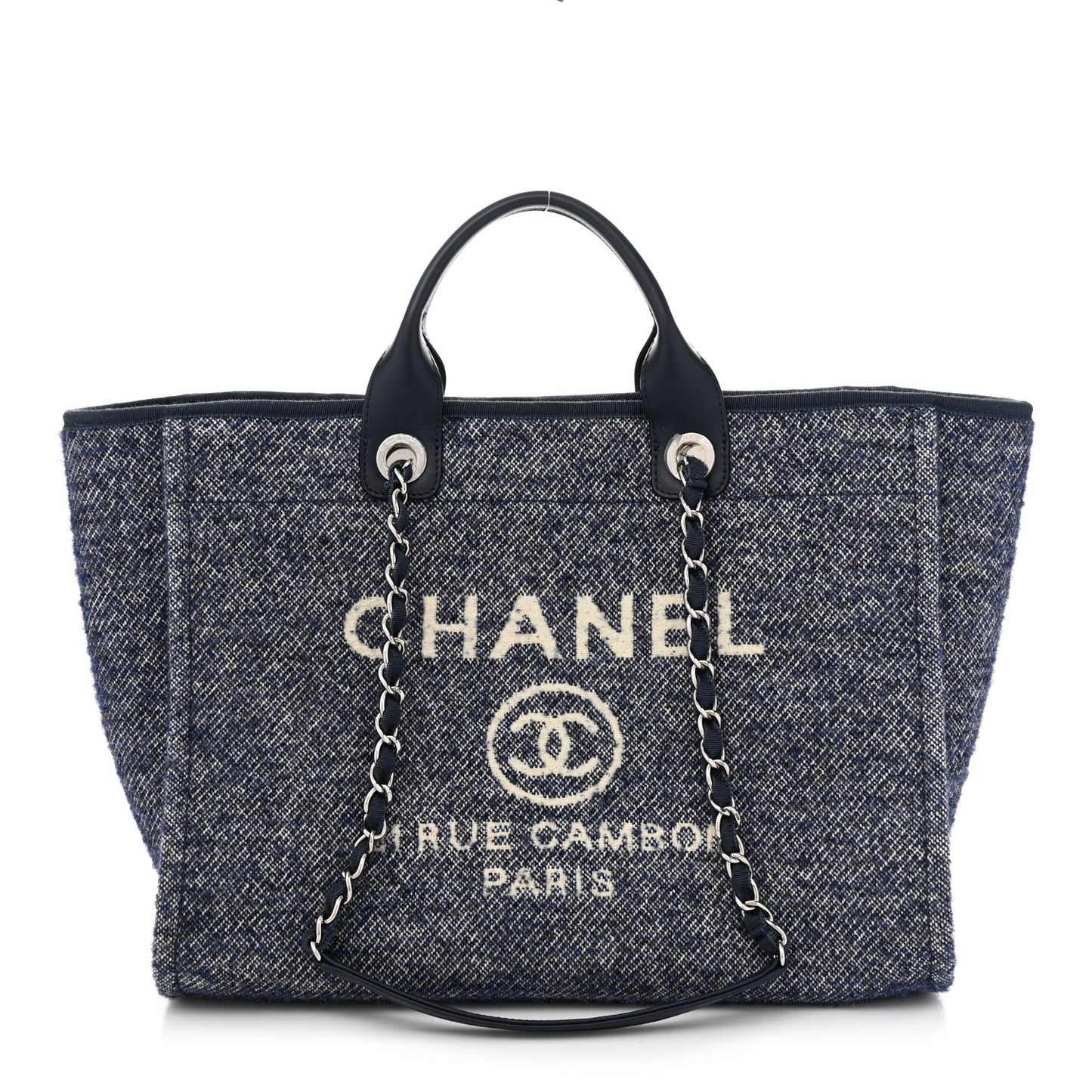 Mixed Fibers Calfskin Medium Deauville Tote Blue