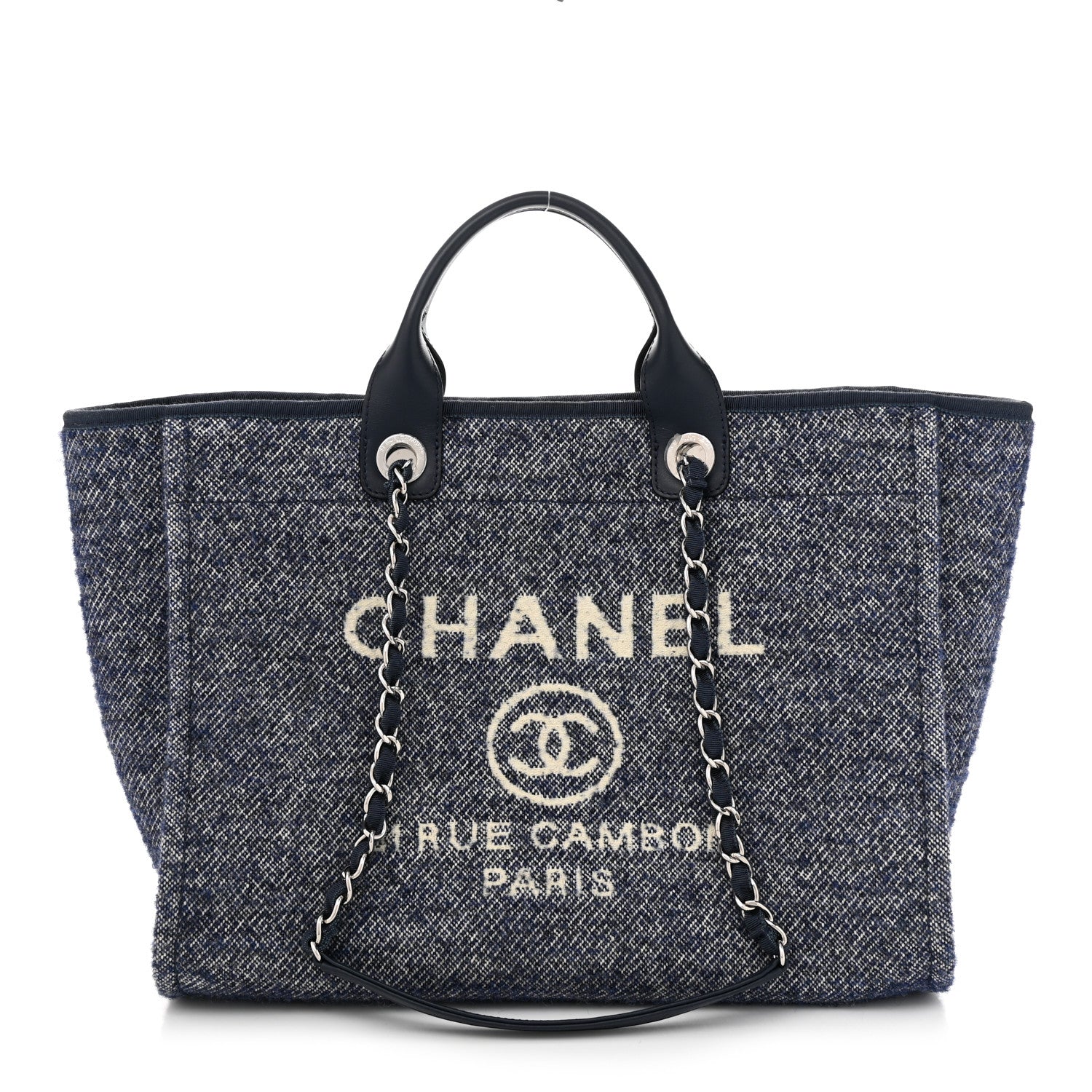 Chanel Mixed Fibers Calfskin Medium Deauville Tote Blue 1 of 11