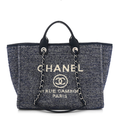 Chanel Mixed Fibers Calfskin Medium Deauville Tote Blue 1 of 11