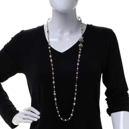 Chanel Pearl Crystal Queen of France Multi Strand Necklace Gold Red 2 of 6