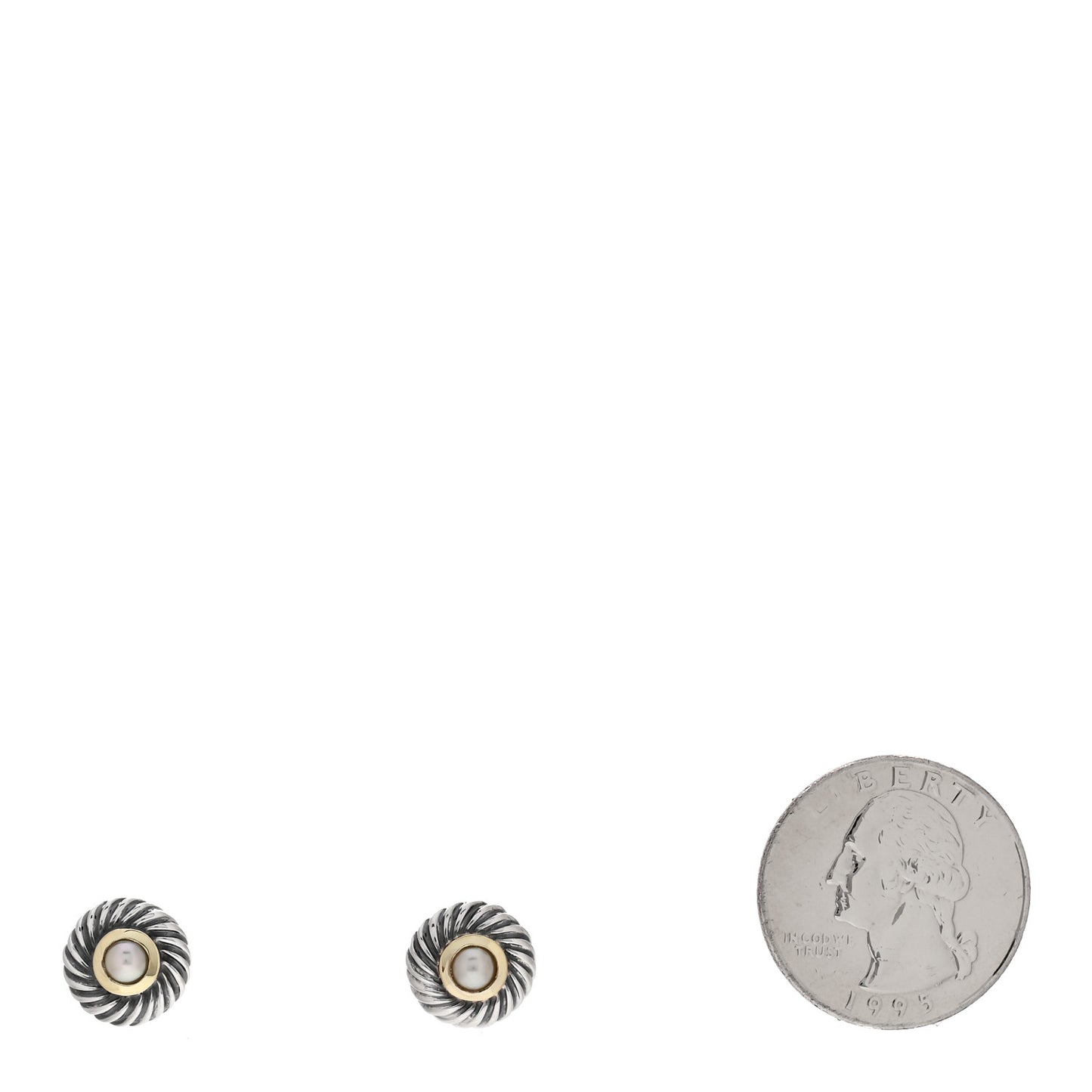 Sterling Silver 14K Yellow Gold Pearl Cookie Earrings