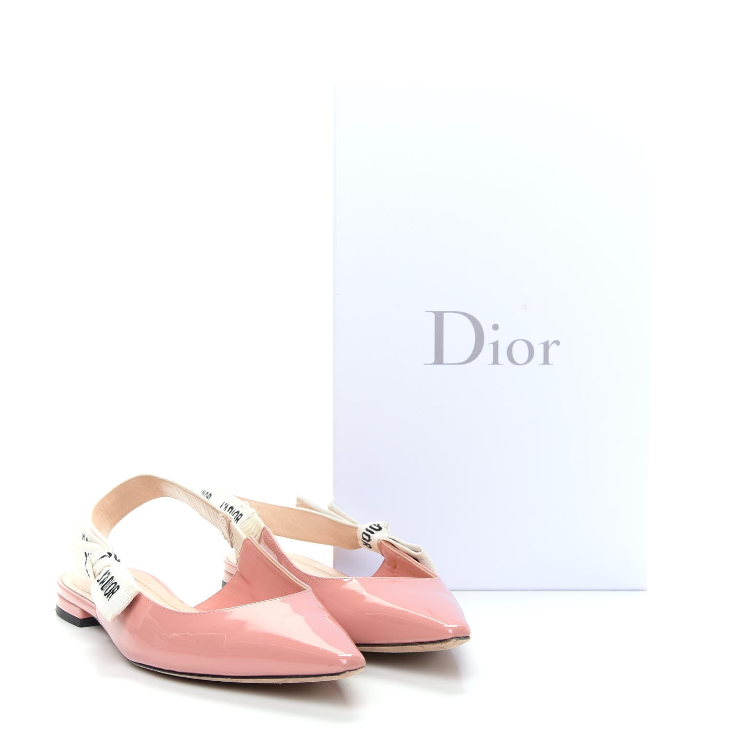 Christian Dior Patent Ribbon J'Adior Slingback Ballet Flats 37.5 Dusty Candy 10 of 10