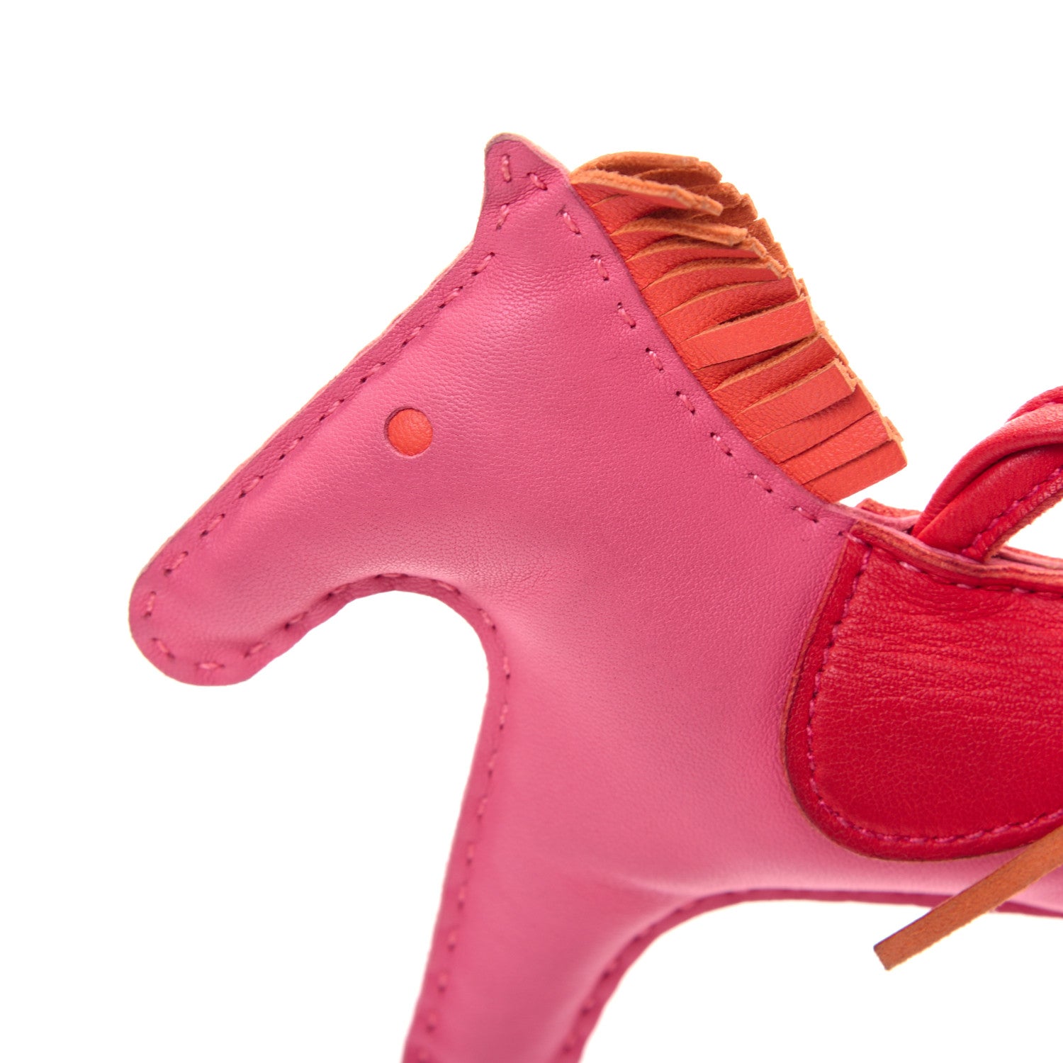 Hermes Milo Lambskin Grigri Rodeo Horse Bag Charm MM Rose Azalee Orange Poppy 4 of 8