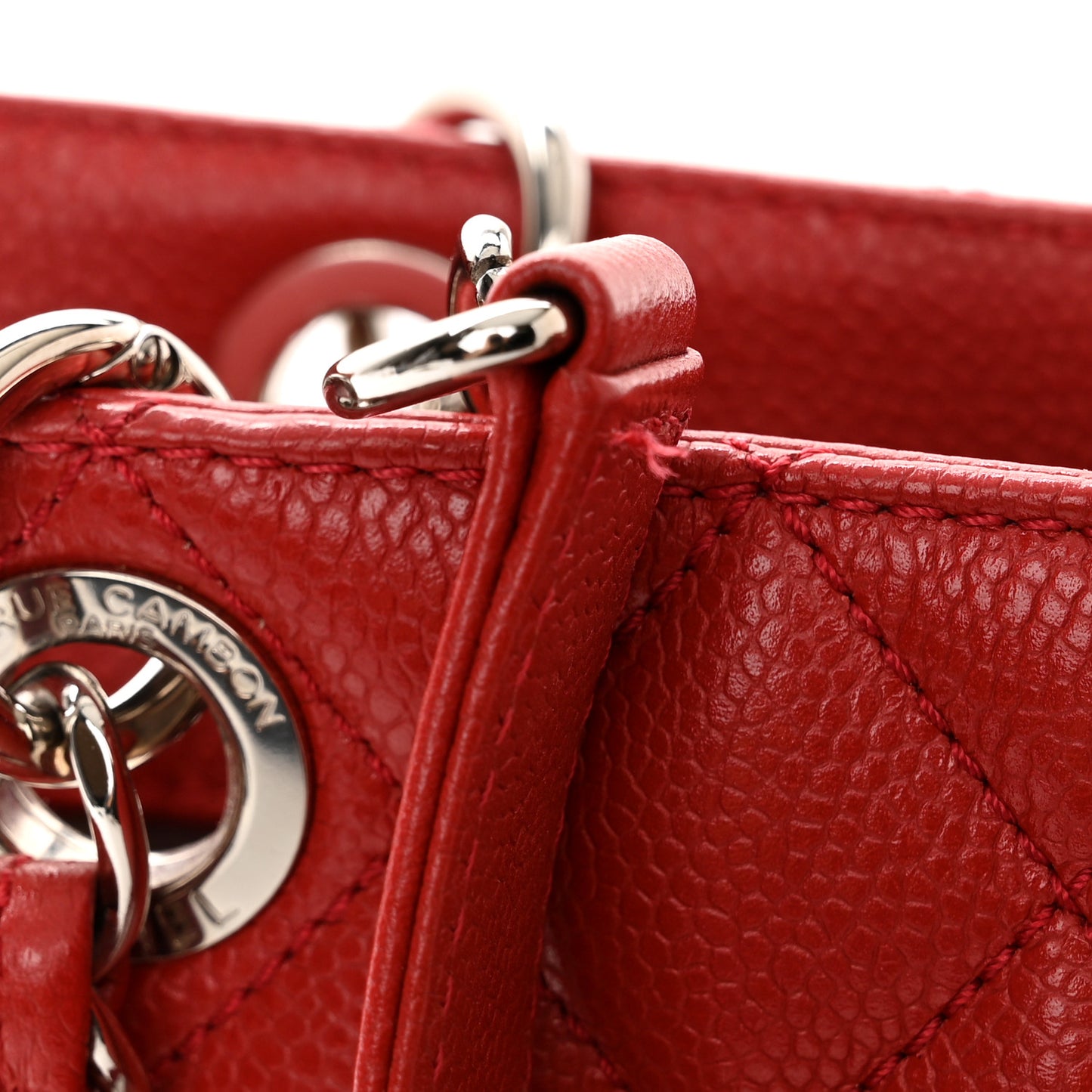 Caviar Quilted Petit Shopping Tote PST Red