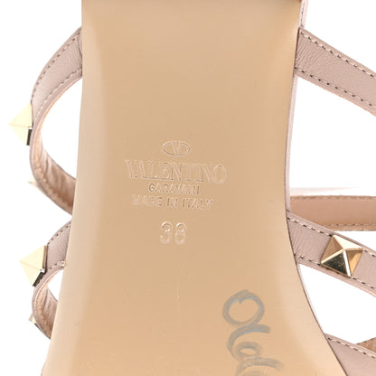 Valentino Garavani Patent Rockstud Flat Cage Mules 38 Poudre 6 of 11