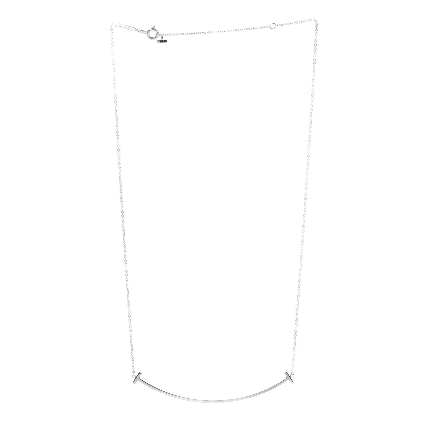 Tiffany Sterling Silver Large T Smile Pendant Necklace 3 of 5