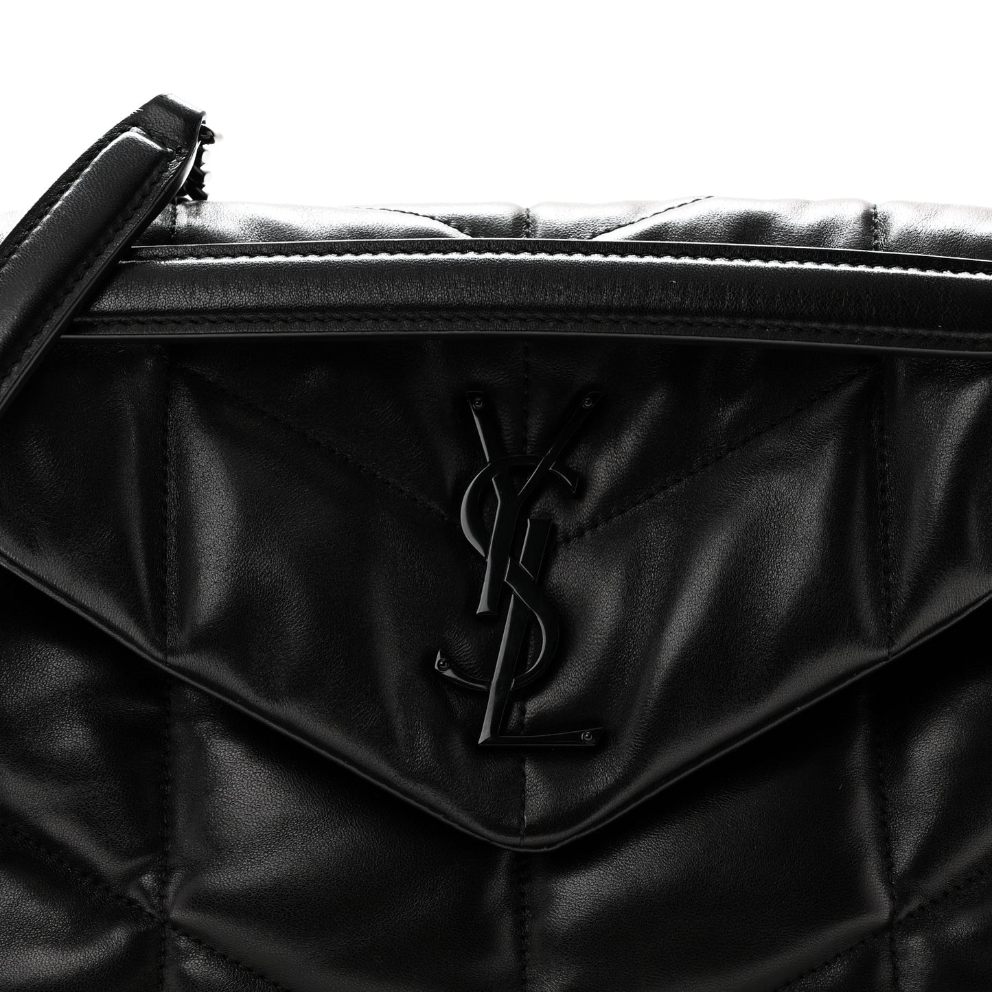 Lambskin Quilted Monogram Monochrome Small Loulou Puffer Chain Satchel Black