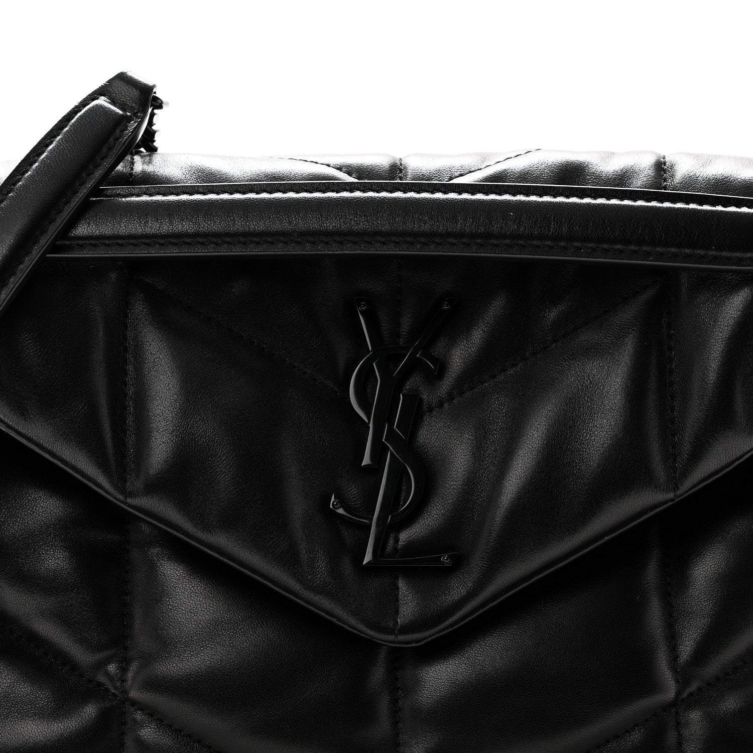 Saint Laurent Lambskin Quilted Monogram Monochrome Small Loulou Puffer Chain Satchel Black 8 of 10