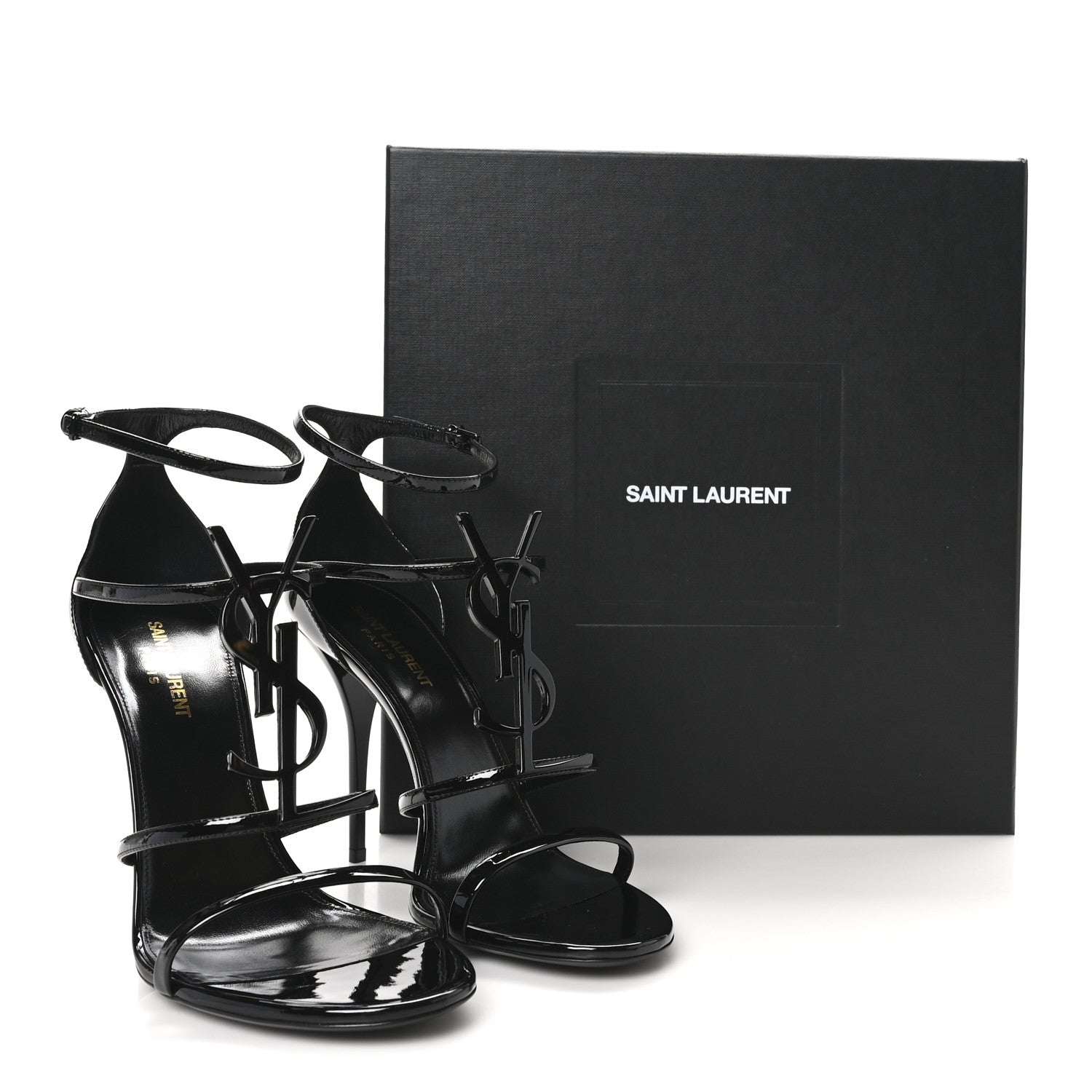 Saint Laurent Patent Cassandra 100 Ankle Strap Sandals 41 Black 10 of 10