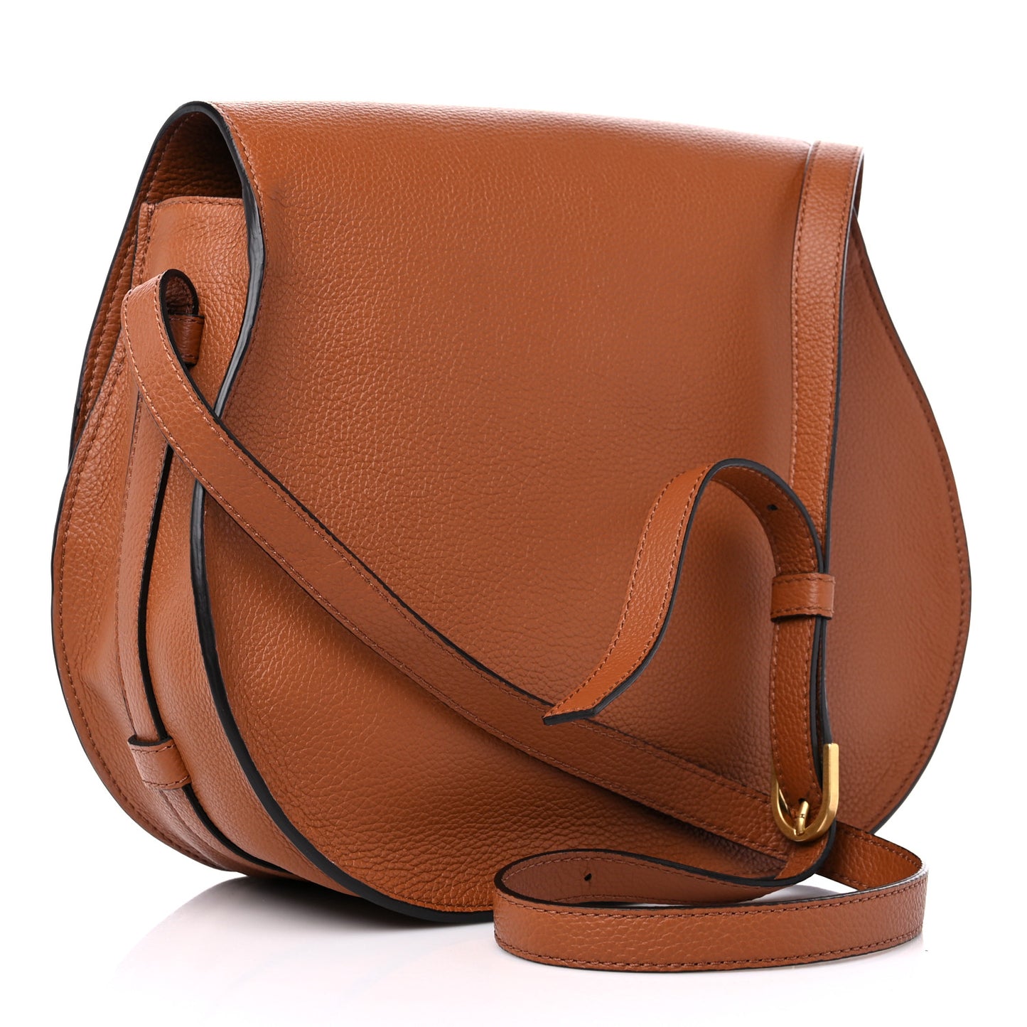 Calfskin Medium Marcie Round Crossbody Bag Tan
