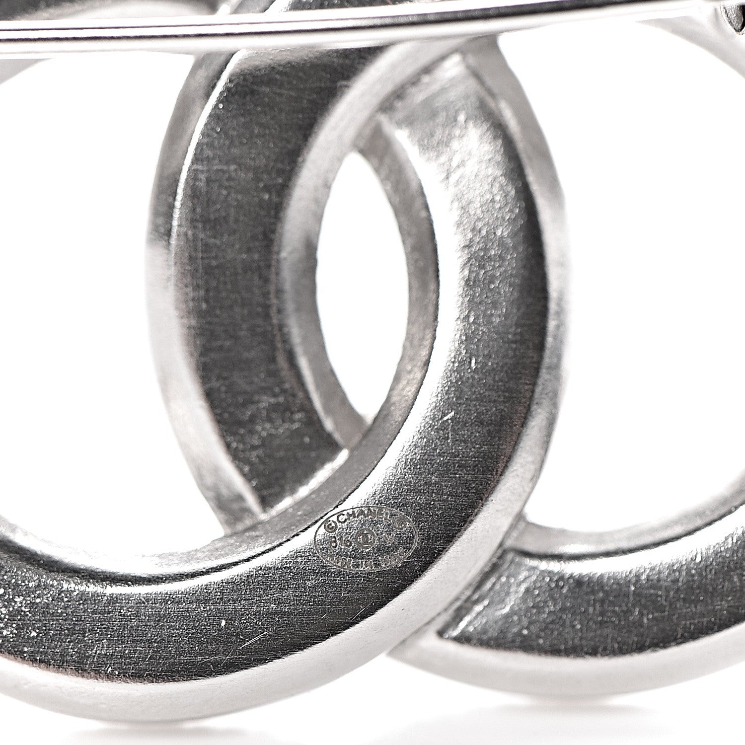 Chanel Crystal CC Brooch Silver 4 of 5