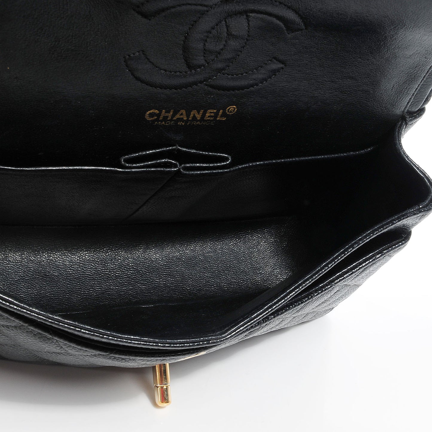 Caviar Quilted Small Double Flap Black