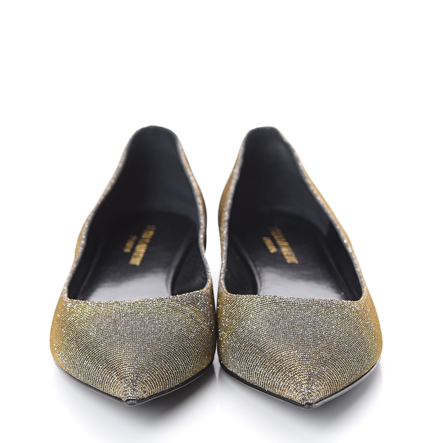 Saint Laurent Metallic Sparkle Fabric Paris Ballet Flat 38 Silver Gold 2 of 7