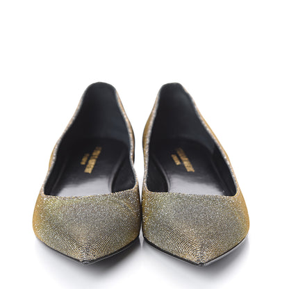 Saint Laurent Metallic Sparkle Fabric Paris Ballet Flat 38 Silver Gold 2 of 7