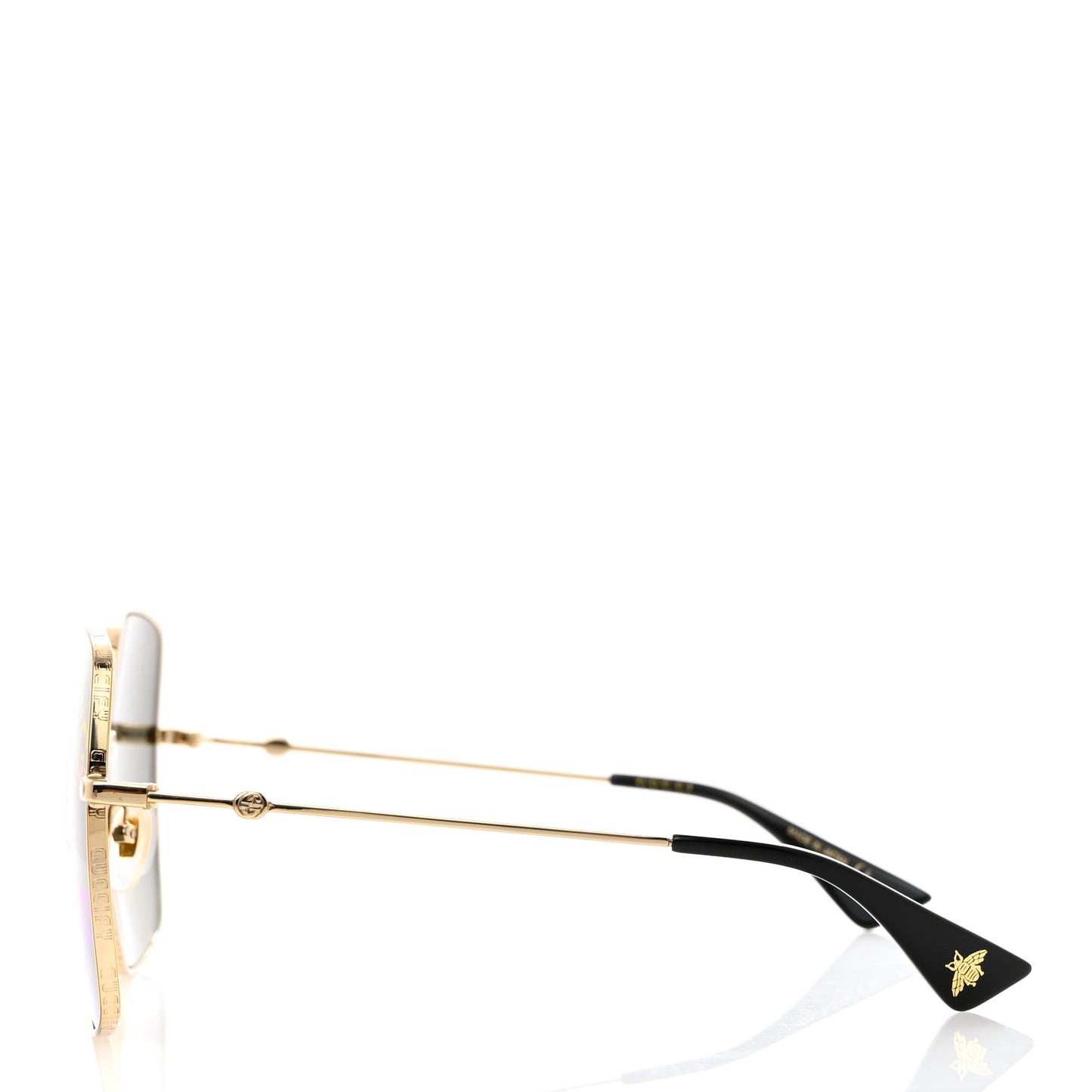 Metal Rectangular Frame Sunglasses GG0414S Gold Multicolor