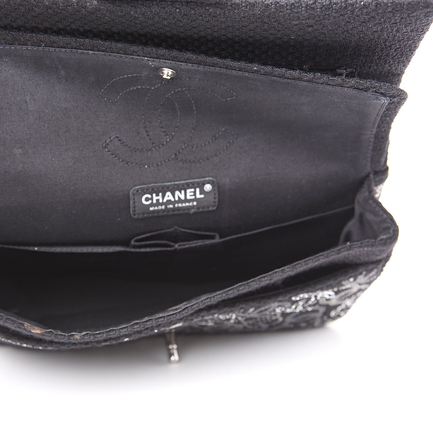 Chanel Tweed Strass Medium Pudong Double Flap Black 4 of 12