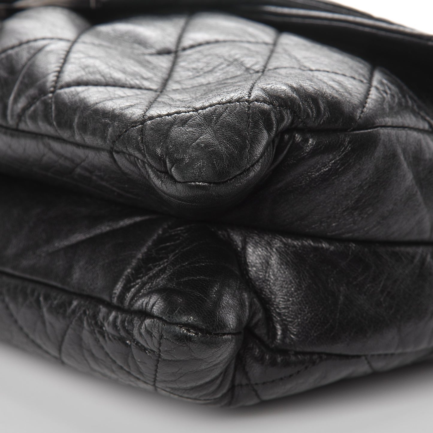 Lambskin Quilted Padded Envelope Flap Black