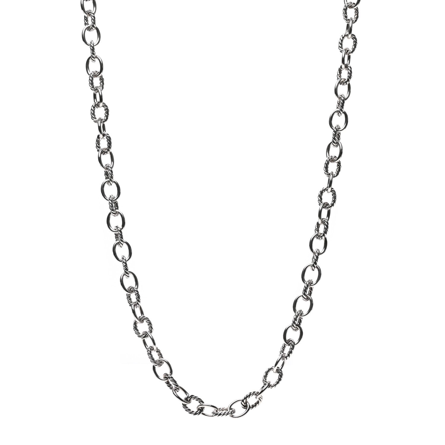 David Yurman Sterling Silver 10mm Medium Oval Link Necklace 32" 1 of 4