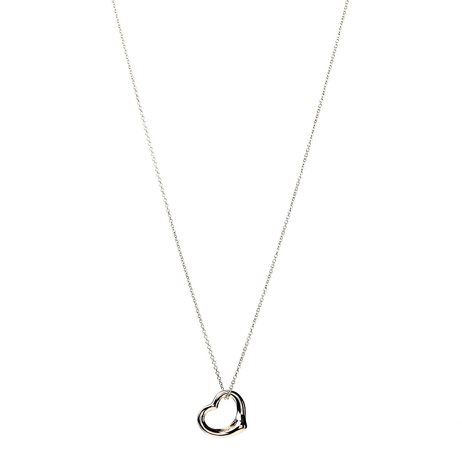 Tiffany 18K Yellow Gold Elsa Peretti Small Open Heart Pendant Necklace 1 of 8