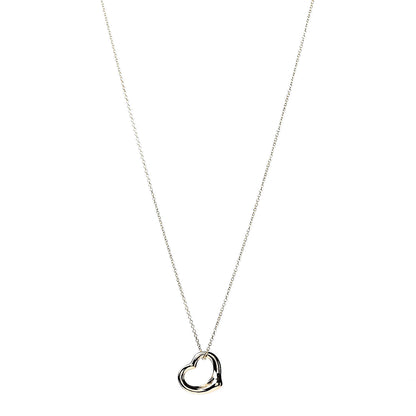 Tiffany 18K Yellow Gold Elsa Peretti Small Open Heart Pendant Necklace 1 of 8