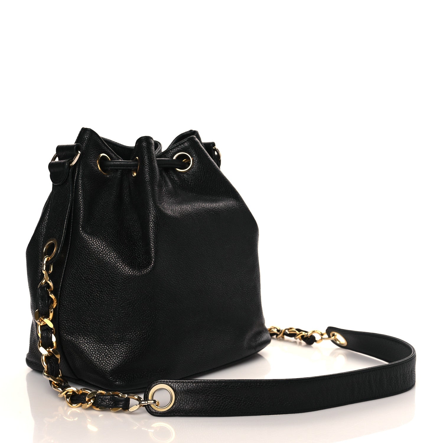 Chanel Caviar CC Drawstring Shoulder Bag Black 3 of 10