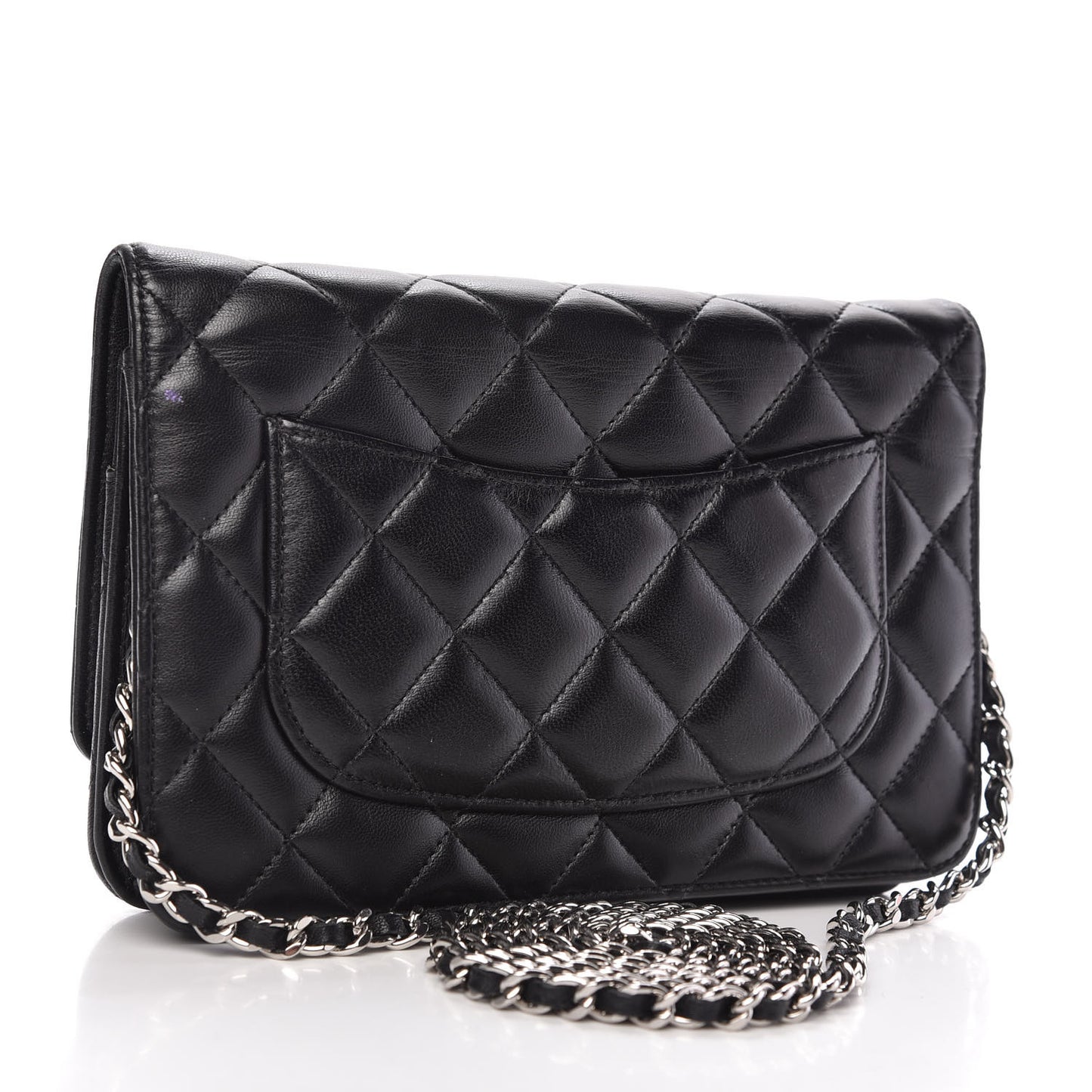 Lambskin Quilted Wallet On Chain WOC Black