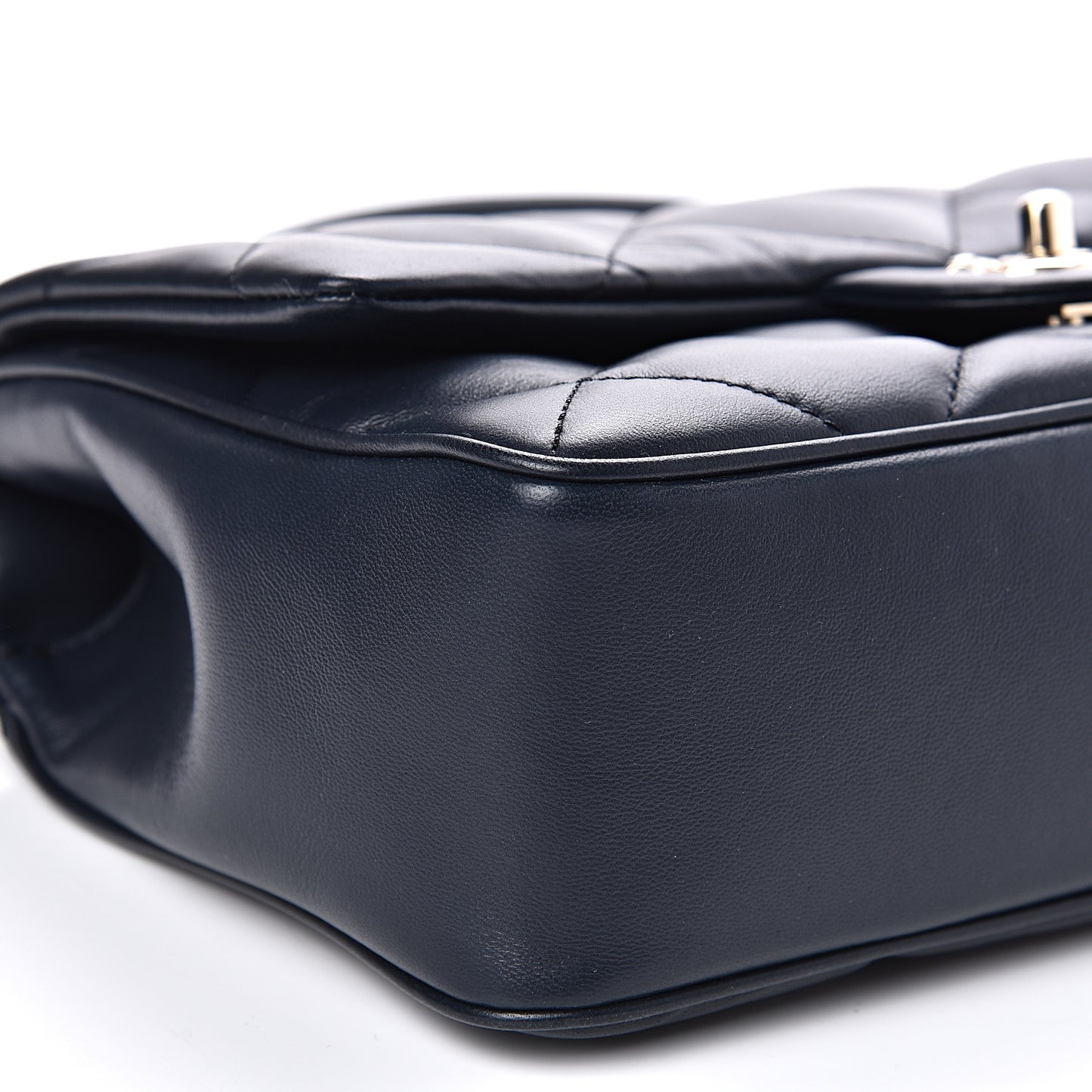 Lambskin Quilted Easy Carry Flap Navy
