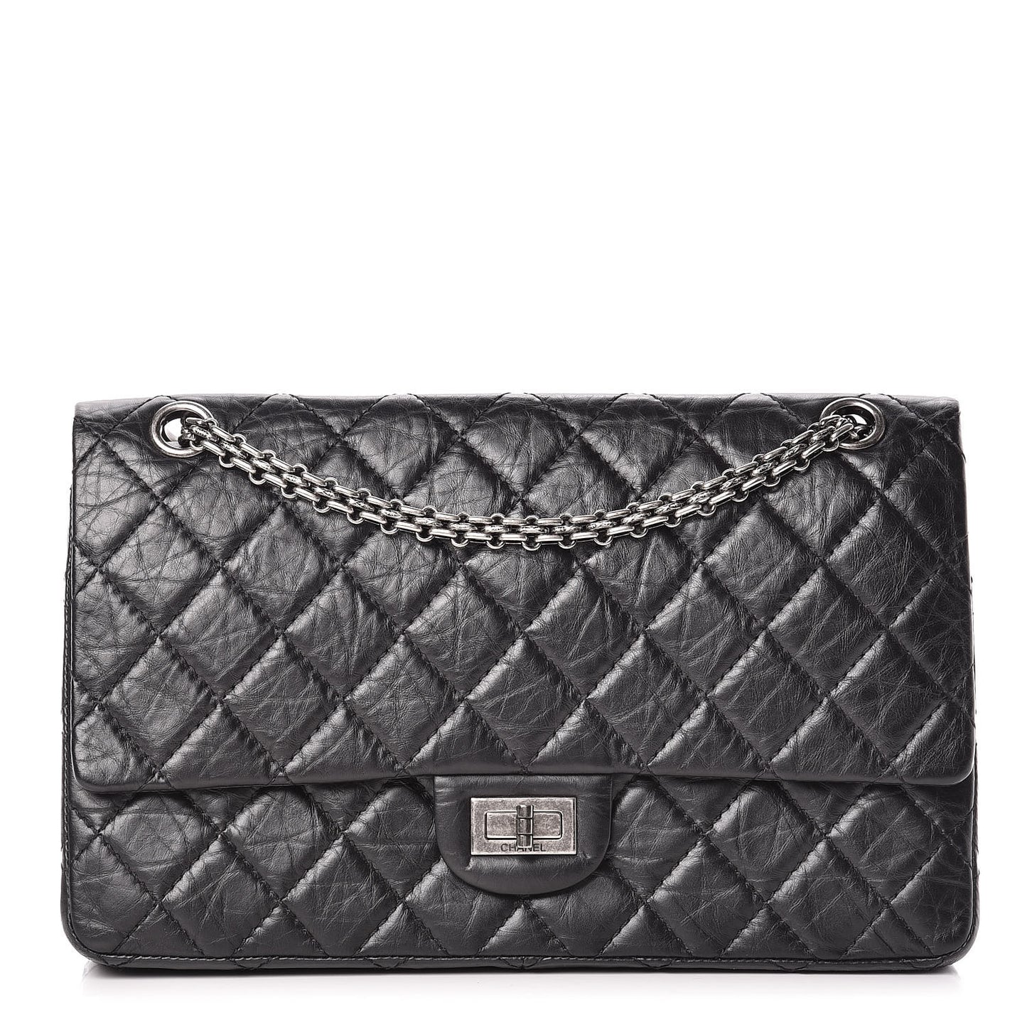 Aged Calfskin Quilted 2.55 Reissue 226 Flap Black