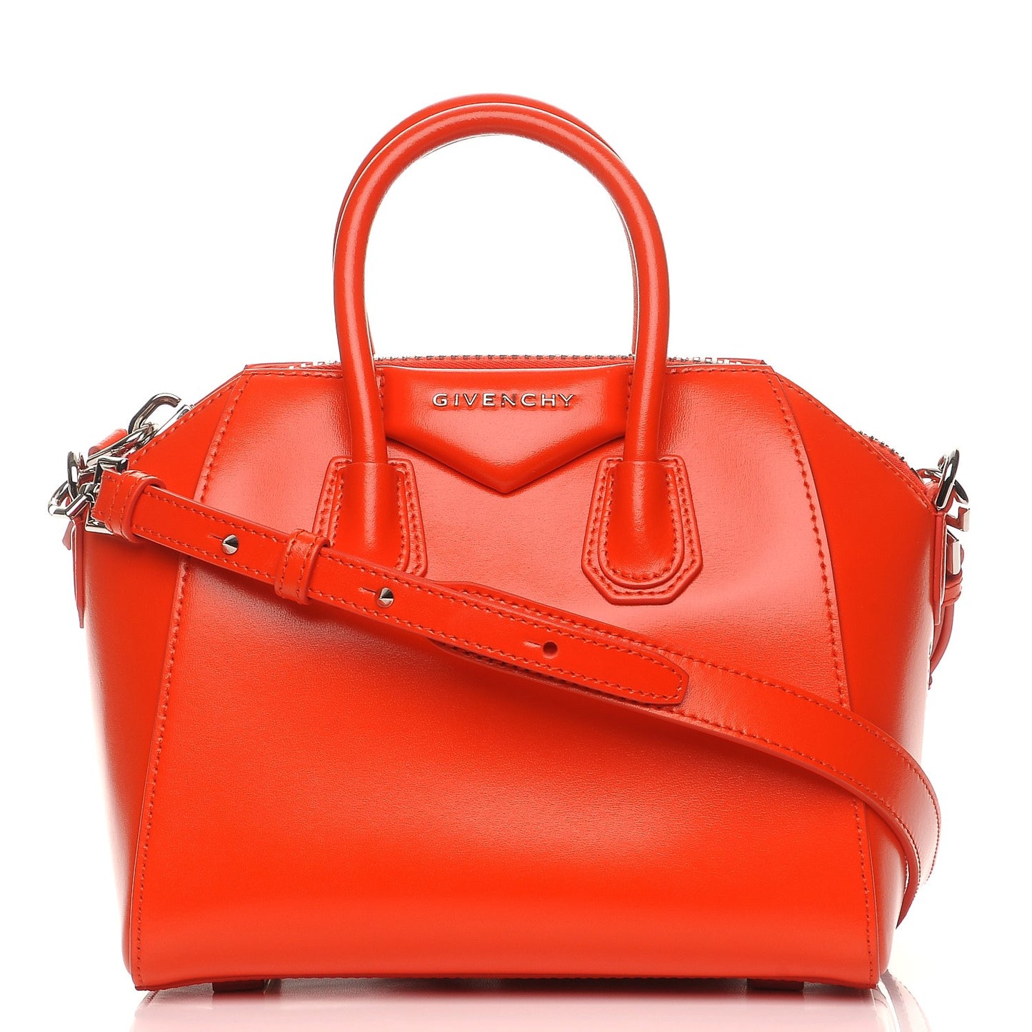 Shiny Lord Calfskin Mini Antigona Bright Orange
