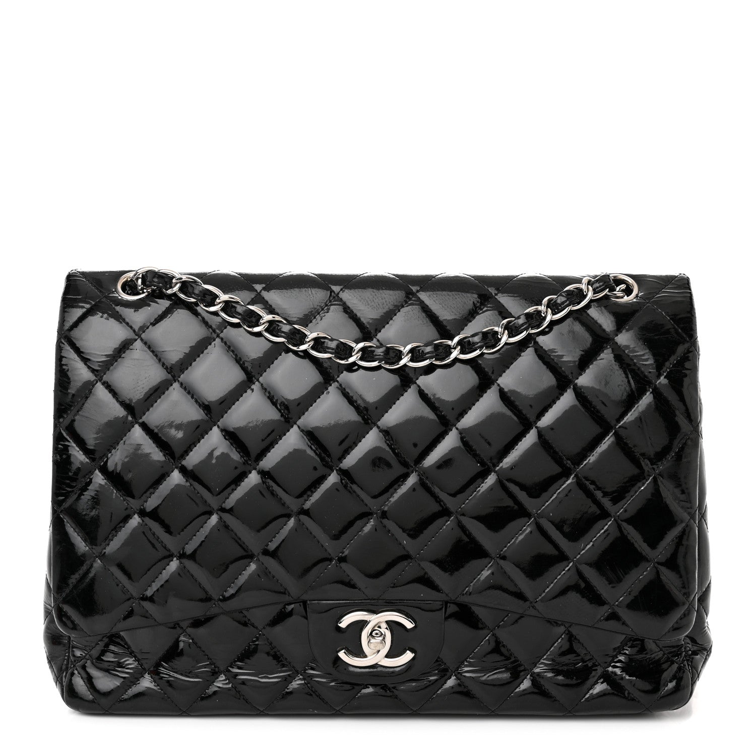 Chanel Patent Quilted Maxi Double Flap Black 1 of 22