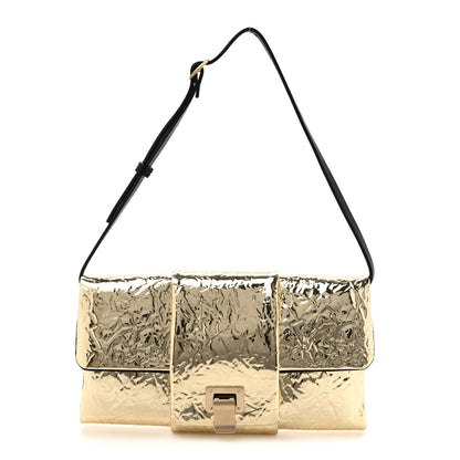 Proenza Schouler Metallic Crinkled Patent Calfskin Flip Shoulder Bag Gold 1 of 11