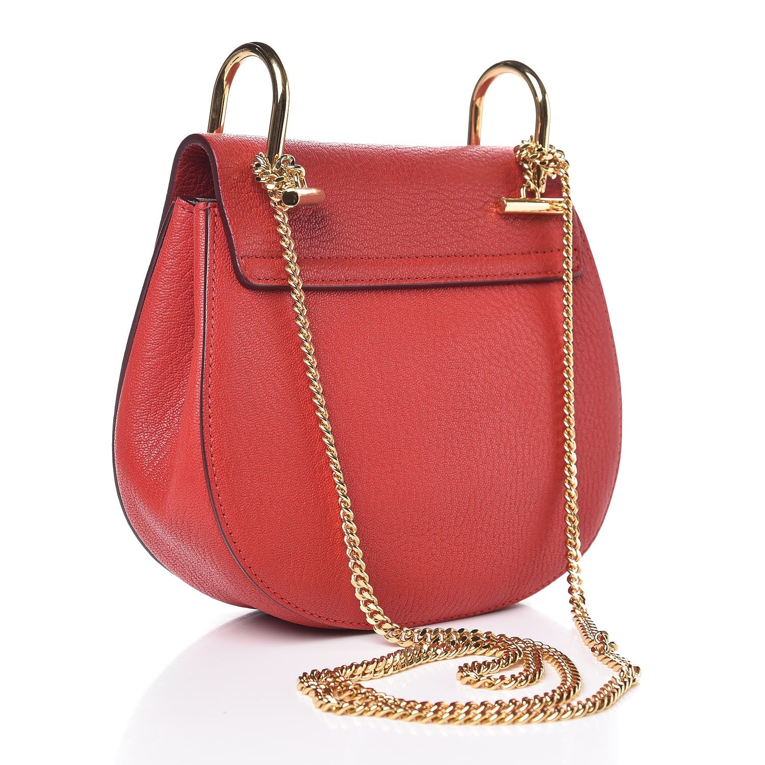 Chloe Grained Lambskin Mini Drew Shoulder Bag Plaid Red 3 of 6